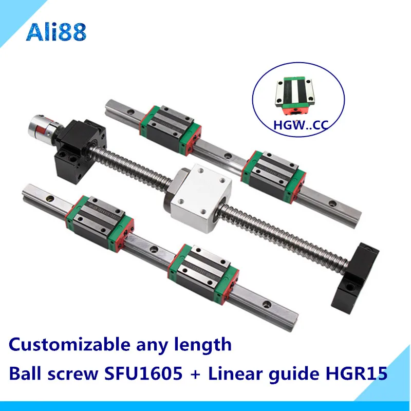 16 мм шариковый винт SFU1605 200/250 + BK12BF12 DSG16H Корпус гайки линейная направляющая HGR15 с