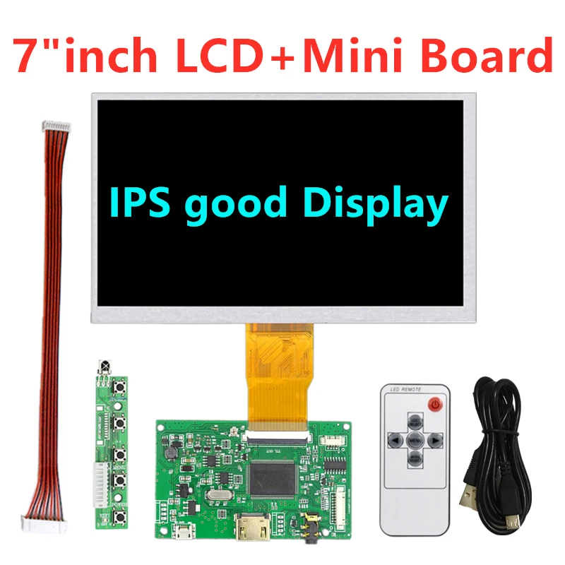 

7 Inch 1024*600 Mini Display Screen Matrix TFT LCD Monitor HDMI Small Driver Board TTL Controller Input for Raspberry Pi Panel