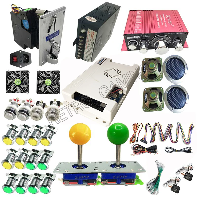 

diy arcade cabinet kit 2/4 player 2323 in 1 pcb HDMI/VGA/CGA output led buttons joystick bundles building pandora game machine