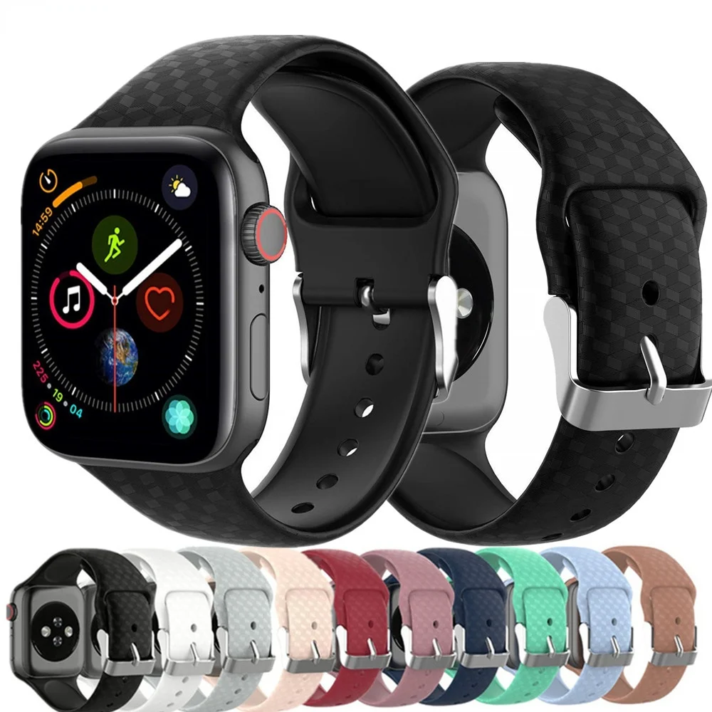 3D Texture Strap For Apple watch band 44mm 40mm 45mm/41mm correa 38mm 42mm Silicone watchband bracelet iwatch serie 4 3 5 se 6 7 silicone strap for apple watch band 44mm 40mm 38mm 42mm breathable watchband correa bracelet iwatch serie 3 4 5 6 se 7 45mm 41mm