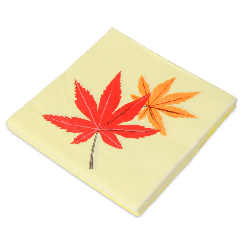 20 шт./лот, Золотая фольга, бумажная салфетка в горошек для мальчиков и девочек, вечерние салфетки, украшение для салфеток, салфетки 33*33 см - Цвет: Maple leaves