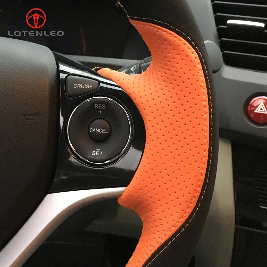 LQTENLEO черная замша оранжевая кожа сделай сам прошитая вручную Автомобильная