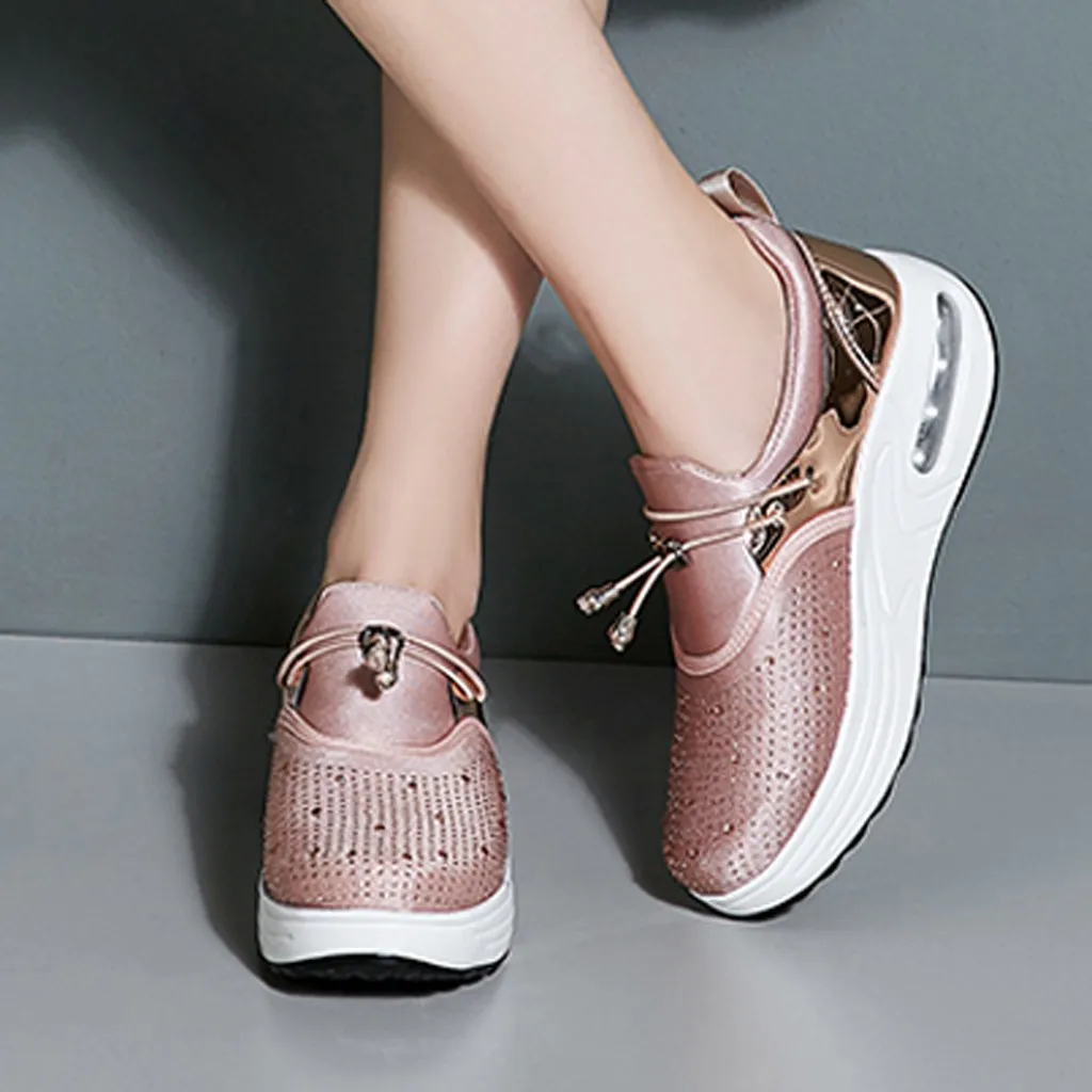 Женская обувь с толстой подошвой раскачивающая женская кристаллами сохраняющая