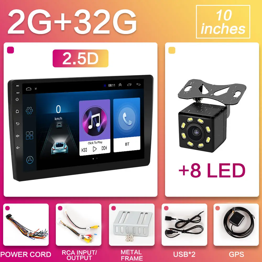 2G-8LED 2 din Android 8,1 стерео Автомагнитола " 10,1" универсальный хост автомобильный Радио навигатор gps для Kia LADA Toyota Nissan видео плеер - Цвет: 2G-8LED