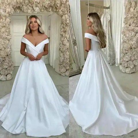 2021 spring robe de mariee vestido boho off the shoulder wedding Dress Robe De Soiree simple robe de soiree vestido de novia