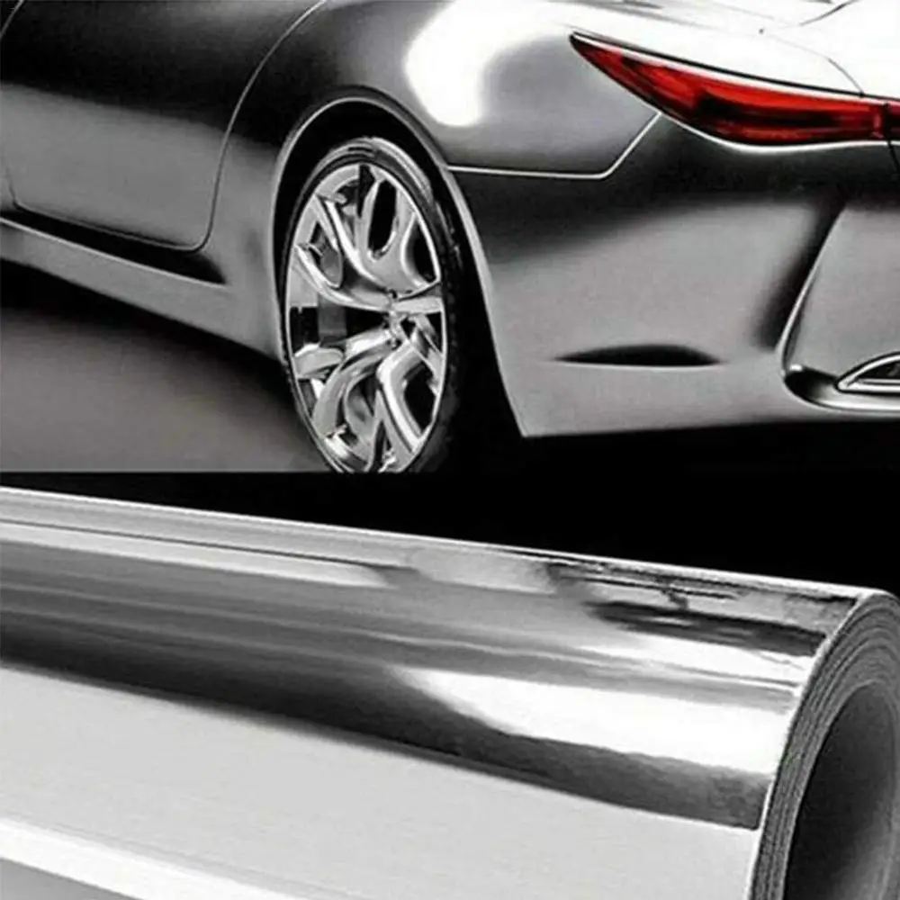 Flexible Chrome Car Film High Stretchable Mirror Silver Vinyl Sticker PET Auto Wrap Sheet Roll Sticke 10/20/30/40/50x152cm |