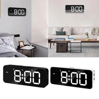 led wall clock watch modern brief design diy electronic large mirror table alarm clocks office kids room date time desk clock