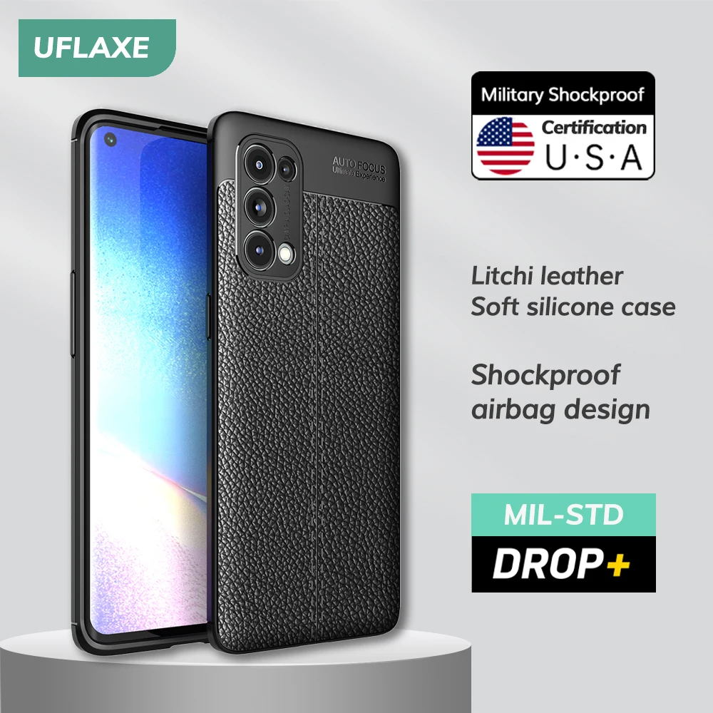 

Soft Silicone Shockproof Case for OPPO Reno 5 Pro Plus 5G Reno 5F 5Z Litchi Leather Business Style Back Cover Casing