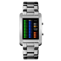led digital watches mens luxury waterproof binary electronic watch stainless steel wristwatch business clock men sport watches