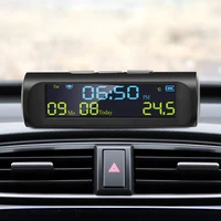 car digital solar clock with lcd time date in car temperature display for outdoor personal car part decoration