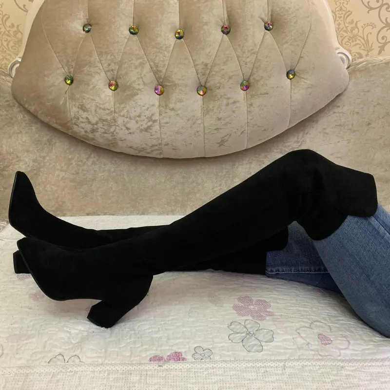 Новинка года; Узкие Сапоги выше колена; женские сапоги до бедра высокого качества; эластичные зимние сапоги; женские модные высокие сапоги