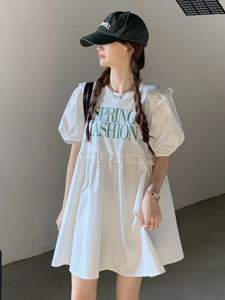 Детское летнее платье женское с пышными рукавами новинка 2021 маленькая юбка