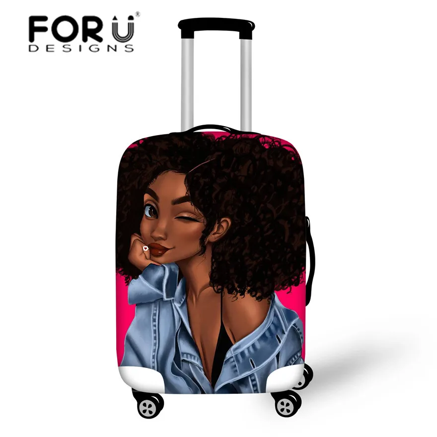 FORUDESIGNS, защитный чехол для багажа для путешествий, чехол для костюма, черный, художественный, Африканский, для девочек, с принтом, чехол на колесиках, сумка, эластичный Чехол для багажа