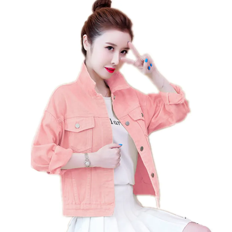 Куртка женская джинсовая с длинным рукавом Короткая свободная Студенческая