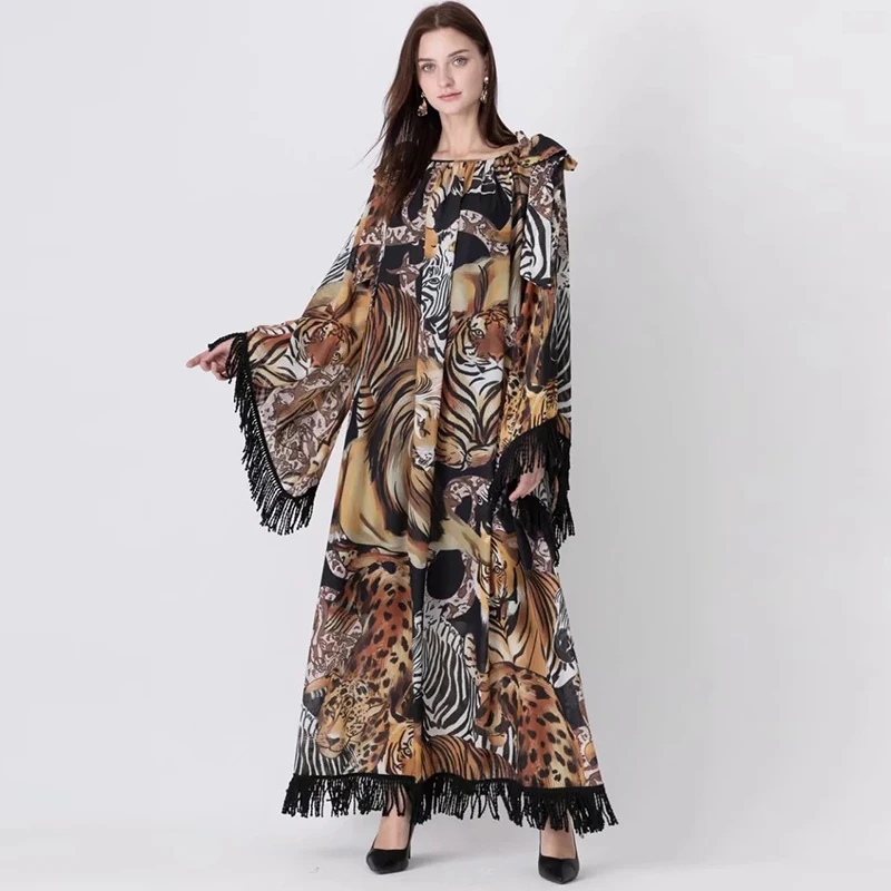 2020 летнее красивое Свободное длинное платье с принтом высокое качество модное