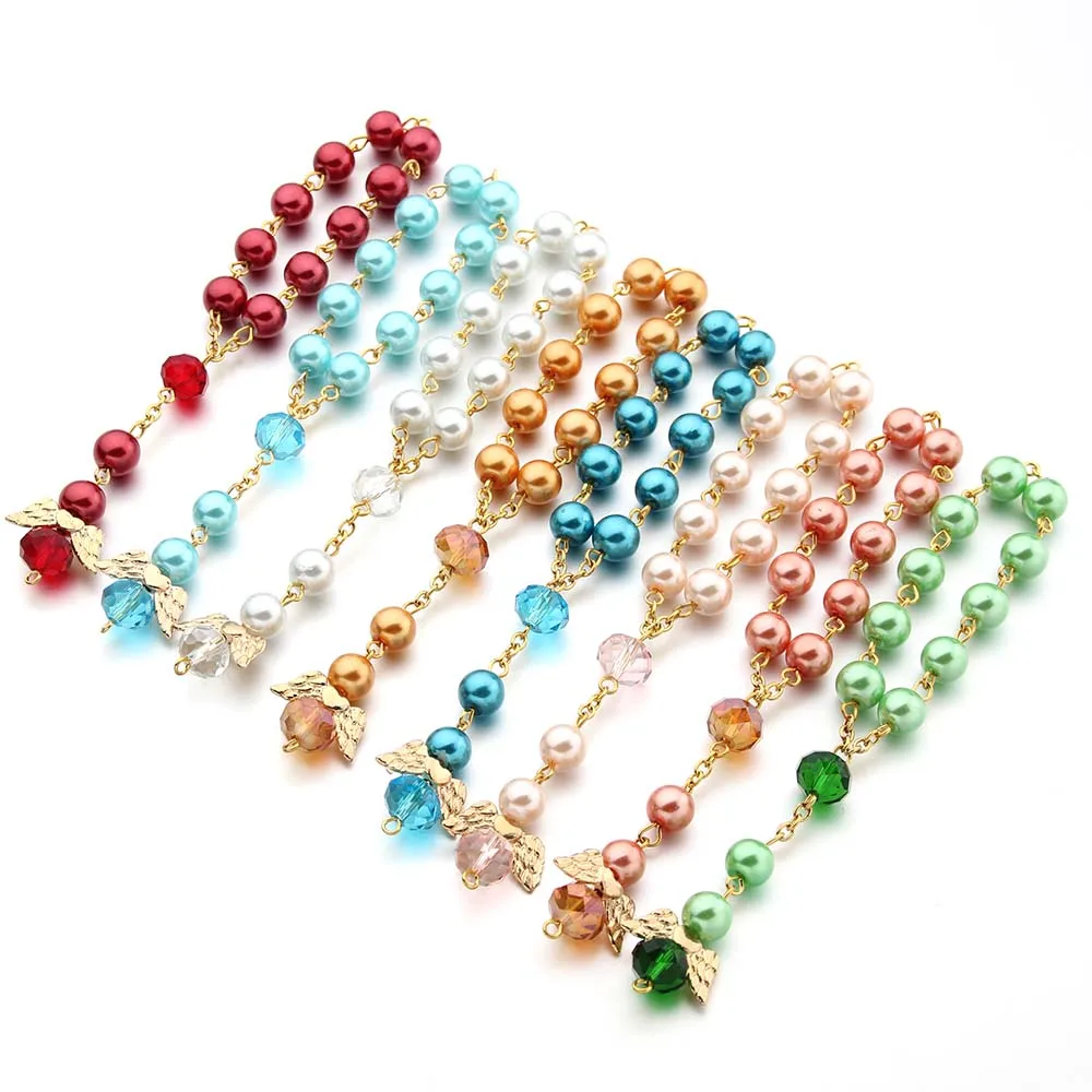 Angel подарки на крещение Стеклянный Жемчуг больше цветов Причастие сувениры