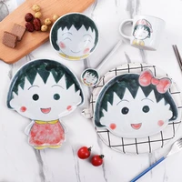 japanese style hand drawn small balls ceramic tableware set kitchen home plate bowl dish spoon mug couples children tableware