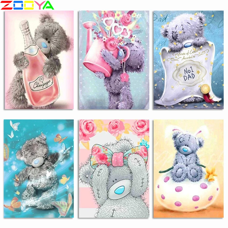 Полностью Алмазная мозаика Diy5D с мультяшным медведем бриллиантовая вышивка