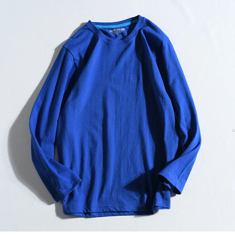 Мужская хлопковая футболка Повседневная с круглым вырезом и длинными рукавами