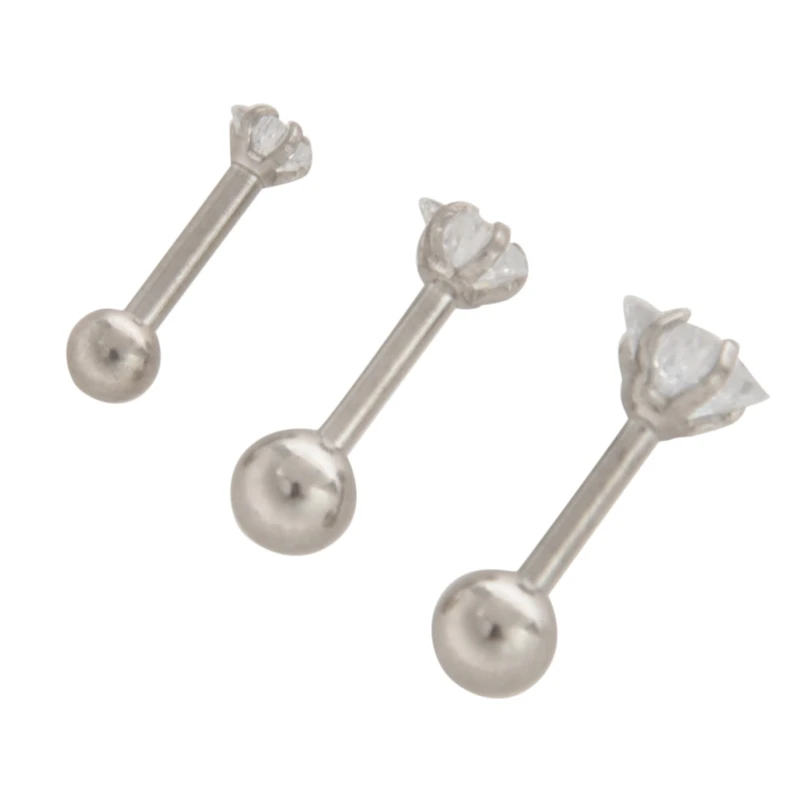 1 Набор 3 размера 316L хирургические стальные звезды прозрачные циркониевые