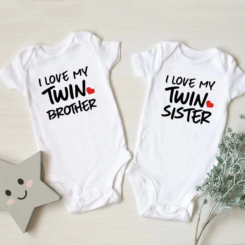 

Детский комбинезон с коротким рукавом I Love My Twin Sister Brother