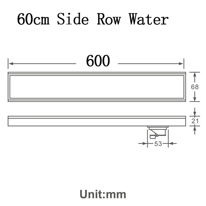 60cm Side Row Water 304 нержавеющая сталь длинные линейные напольные стоки решетка Ванная комната Душ слив 60 см 80 см 100 см 120 см дренажный матовый - Цвет: 60cm Side Row Water