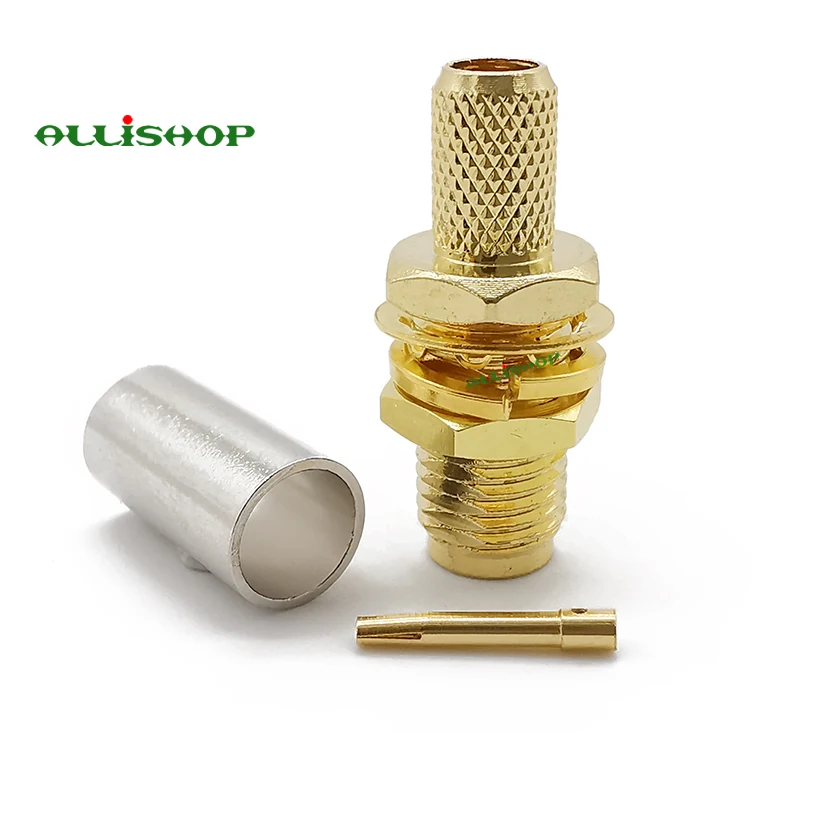 Кабель allishop SMA гнездо Гайка RF коаксиальный разъем обжимной для RG58, RG142, LMR195 кабель прямой позолоченный SMA разъем обжимной RF разъем