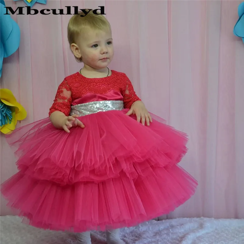 Пышное Тюлевое бальное платье Mbcullyd для девочек с цветочным рисунком 2020 коротким