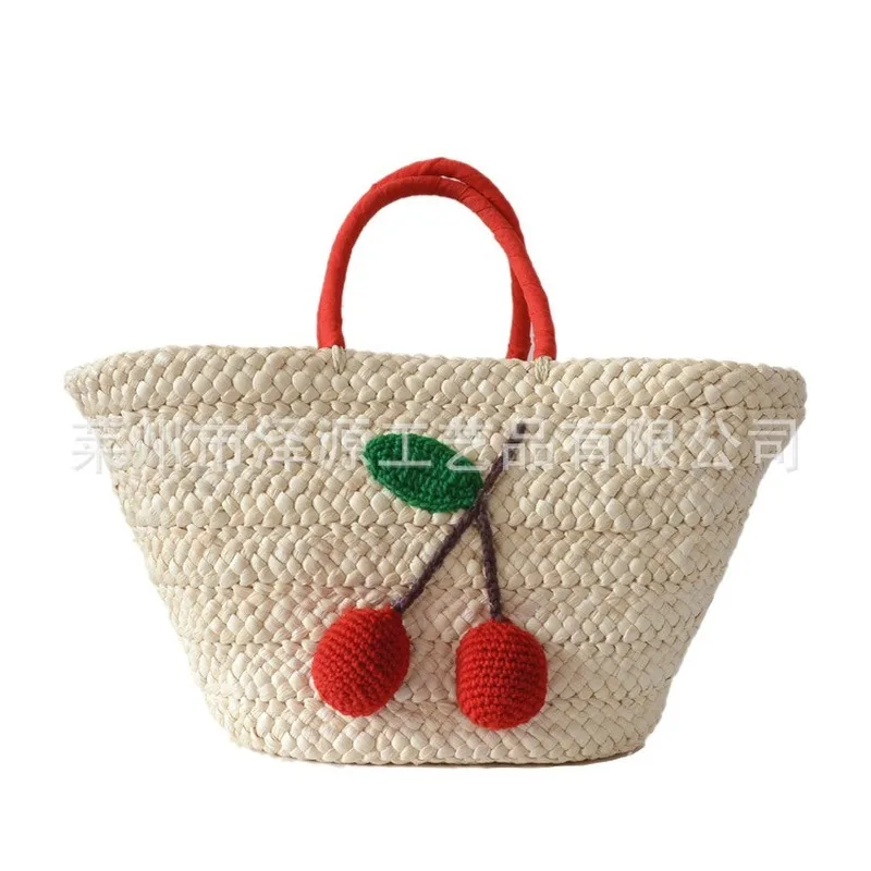 

New style straw woven bag travel holiday cherry corn skin bag beach bag straw woven bag women messenger bags bag tote bags