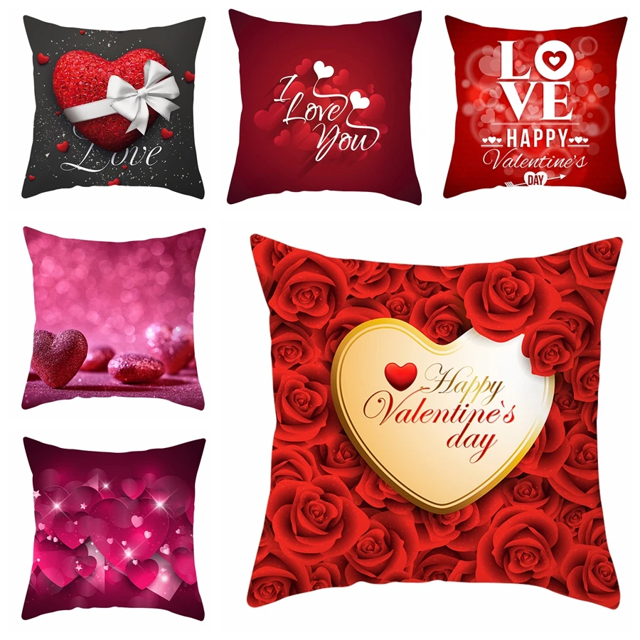 Романтическая наволочка в форме сердца 45x45 см красная роза Женская для подушки на