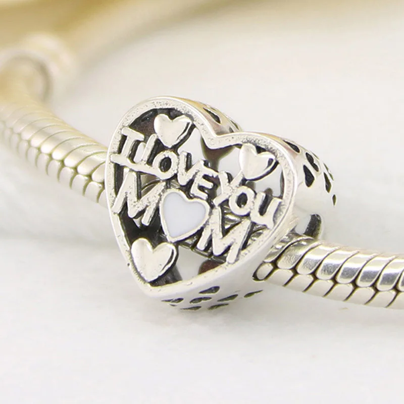 

Top Quality Love For Mother Openwork Heart Charm Bead fit Women Bracelet Bangle Authentic 925 Sterling Silver DIY Jewelry