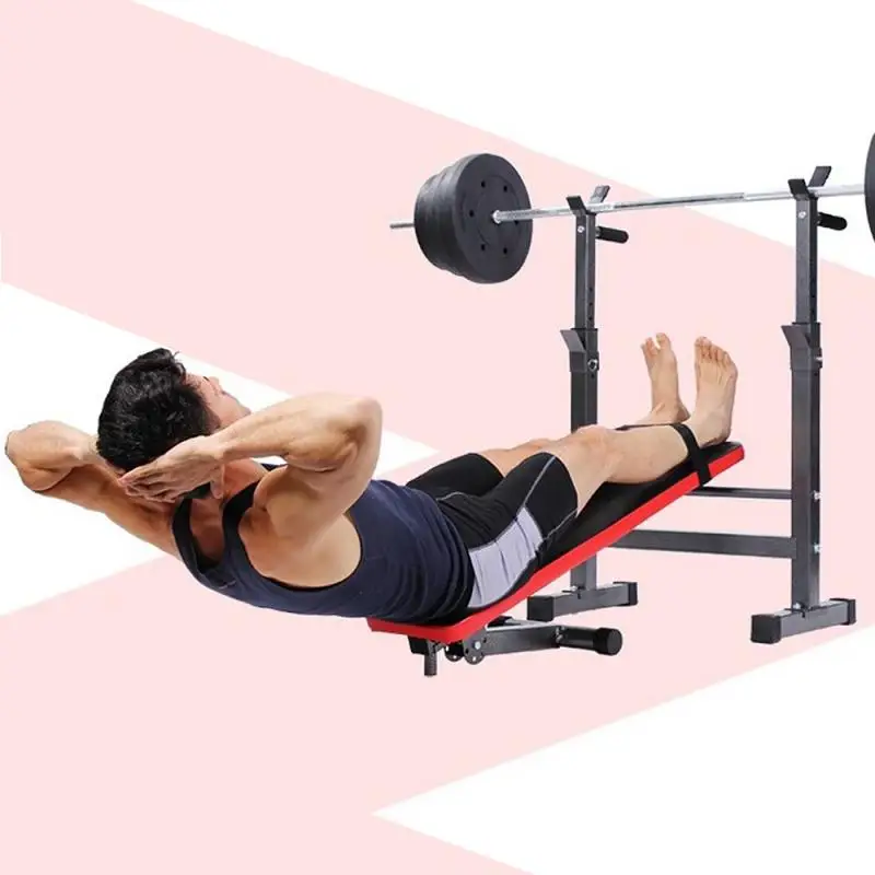 Small Simple Adjustable Dumbbell Weightlifting Bed Home Folding Stool Fitness Weight Bench Squat Rack Household Barbell Bracket