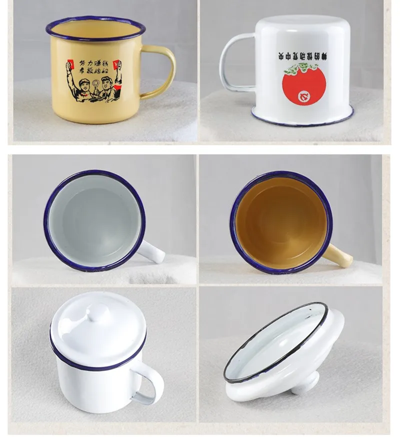 Классическая эмалированная чашка с крышкой винтажная кофейная ностальгическая