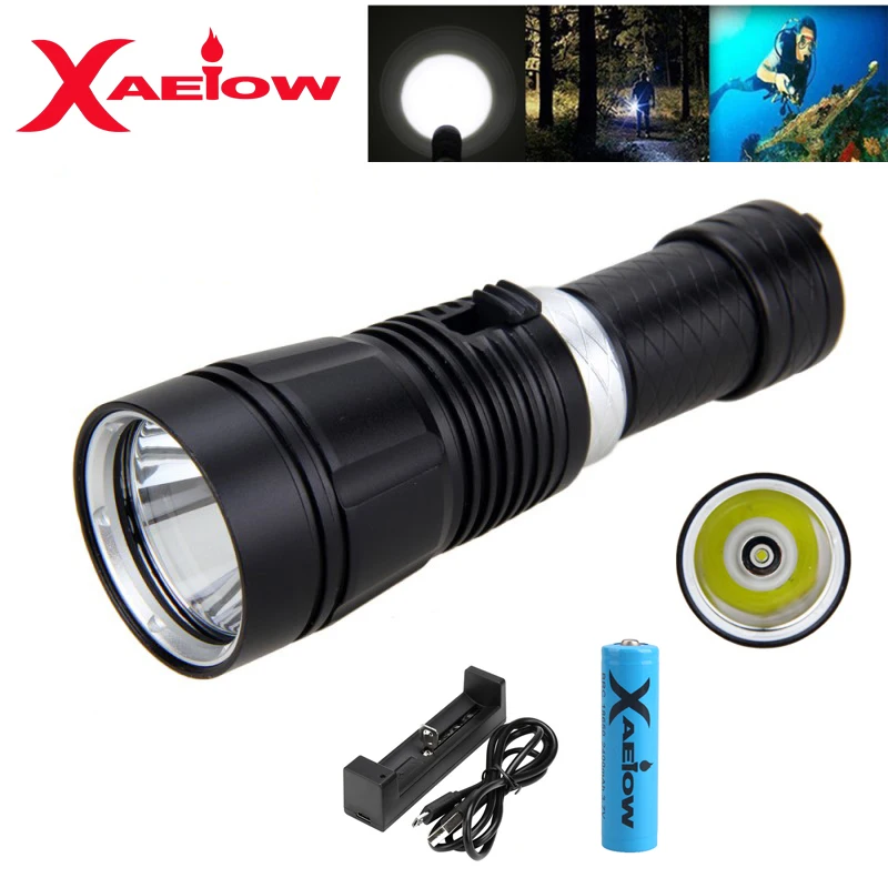Суперъяркий фонарь для подводного плавания XM-L t6 светодиодный подводный 100 м 1000 лм