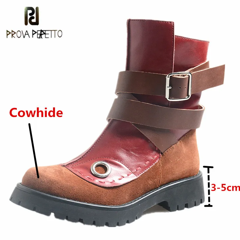 

Prova Perfetto Fashion Concise Women Chelsea Boots Genuine Leather Mixed Colors Metal Decoration Square Toe Slip-on Casual Shoes
