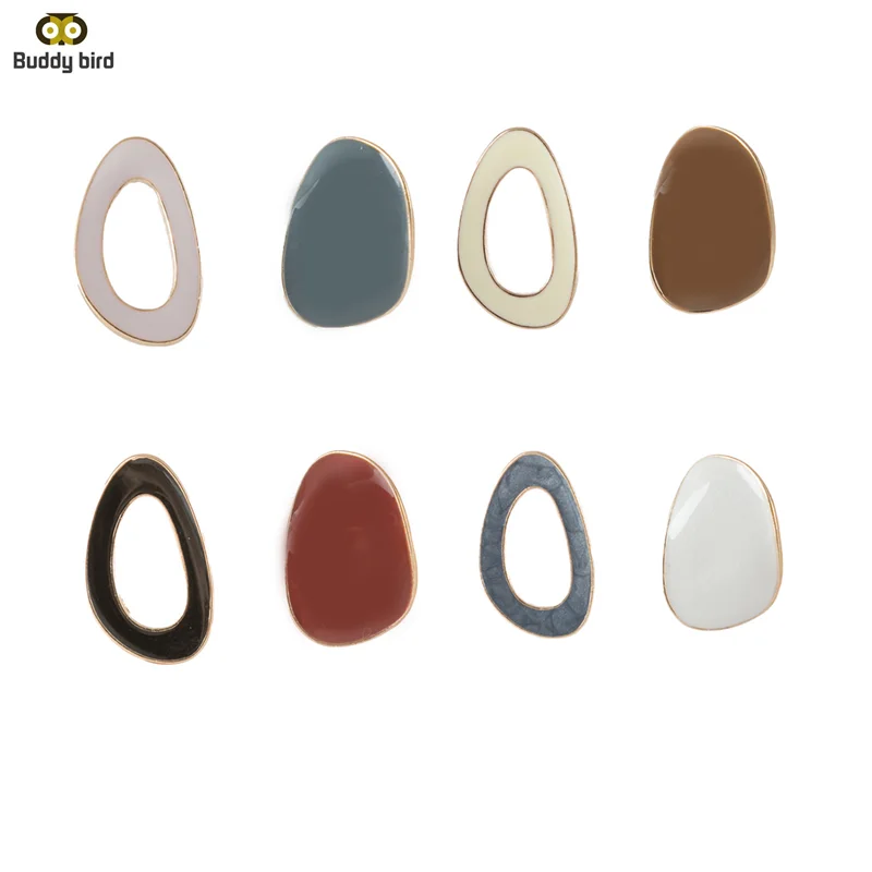 Милые серьги неправильной геометрической формы глазурованные металлические для