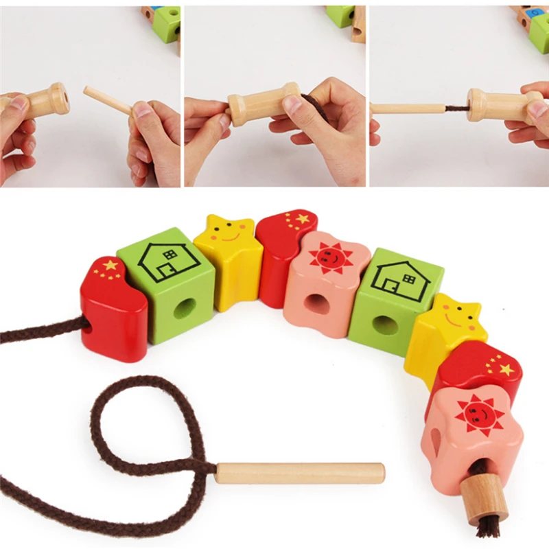 Детская игрушка для рукоделия деревянная швейная с бусинами интеллектуальная