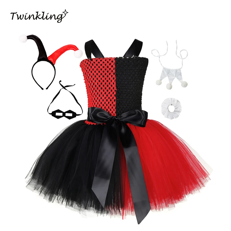 Платье пачка для девочек Harley Quinn отряд самоубийц красное черное платье карнавал