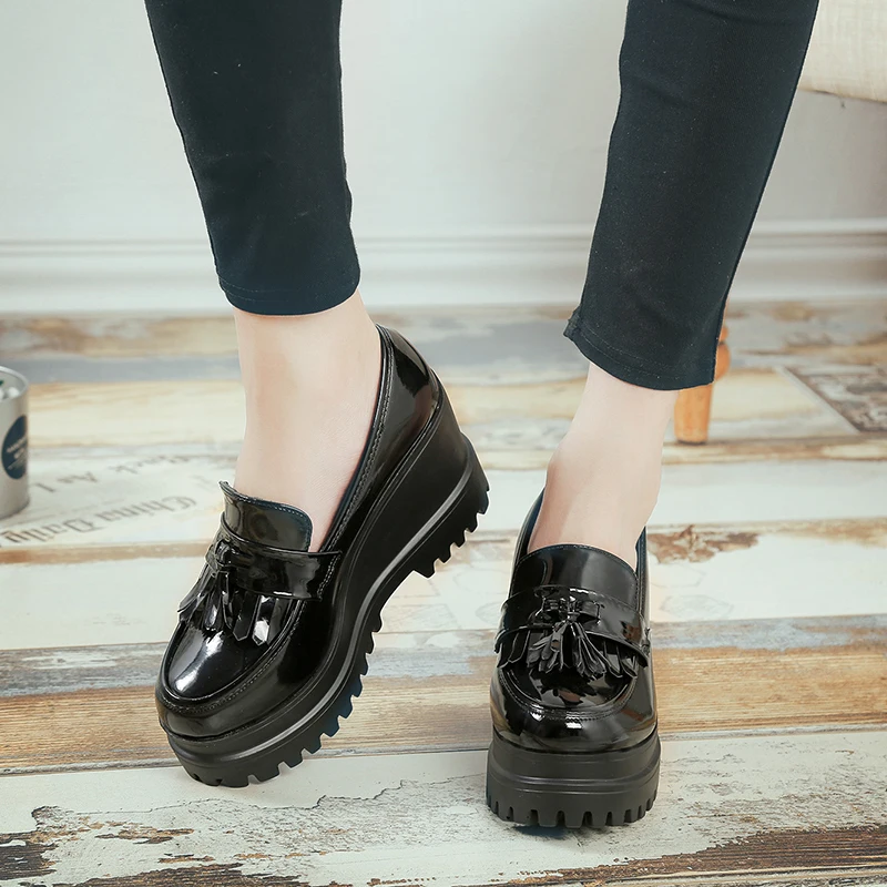 Туфли Lucyever женские на высокой платформе повседневные туфли лодочки танкетке из