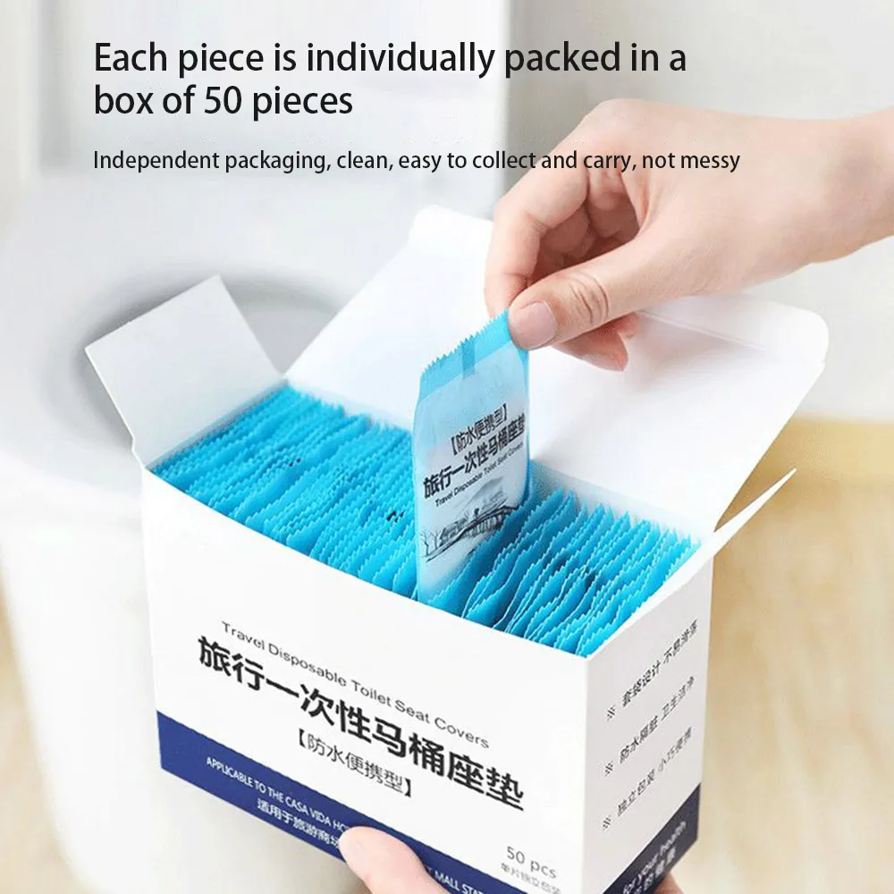 

50 шт. одноразовое покрытие на сиденье унитаза коврик Портативный 100% Водонепроницаемый Безопасность сиденье для унитаза для путешествий/ке...