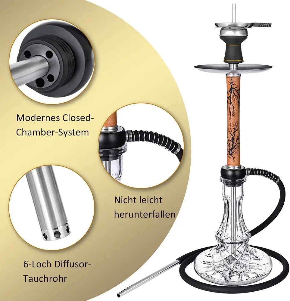 Набор для кальяна dfeska большая стеклянная фотолампа 70 см 1 шланг полный набор с
