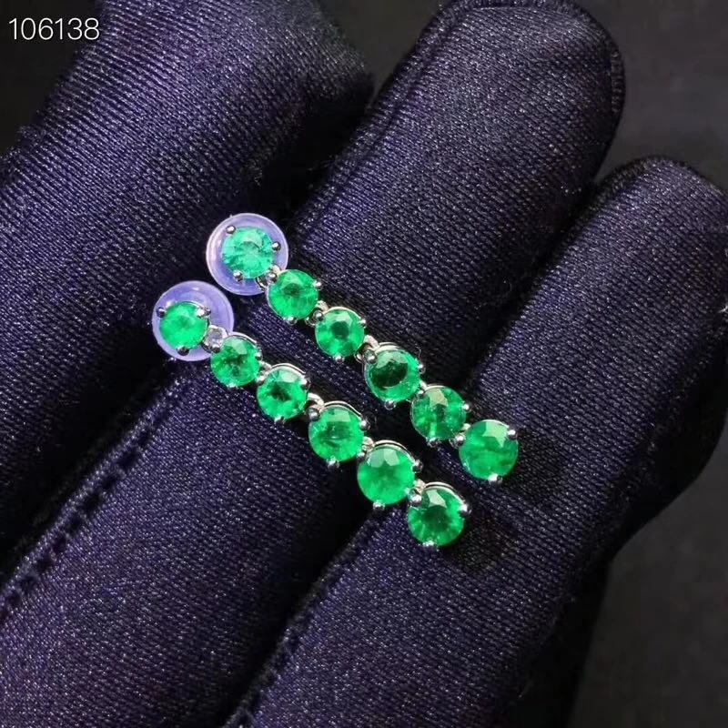 Модные серьги с натуральным зеленым Изумрудом и драгоценным камнем с серебром для женщин, ювелирные изделия с длинными фруктами, подарок на день рождения, стильный