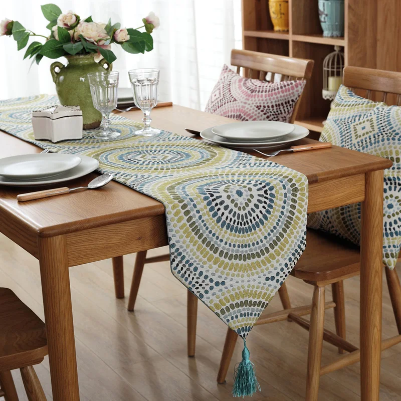 Настольная дорожка DUNXDECO жаккардовая скатерть из смеси полиэфира и хлопка в