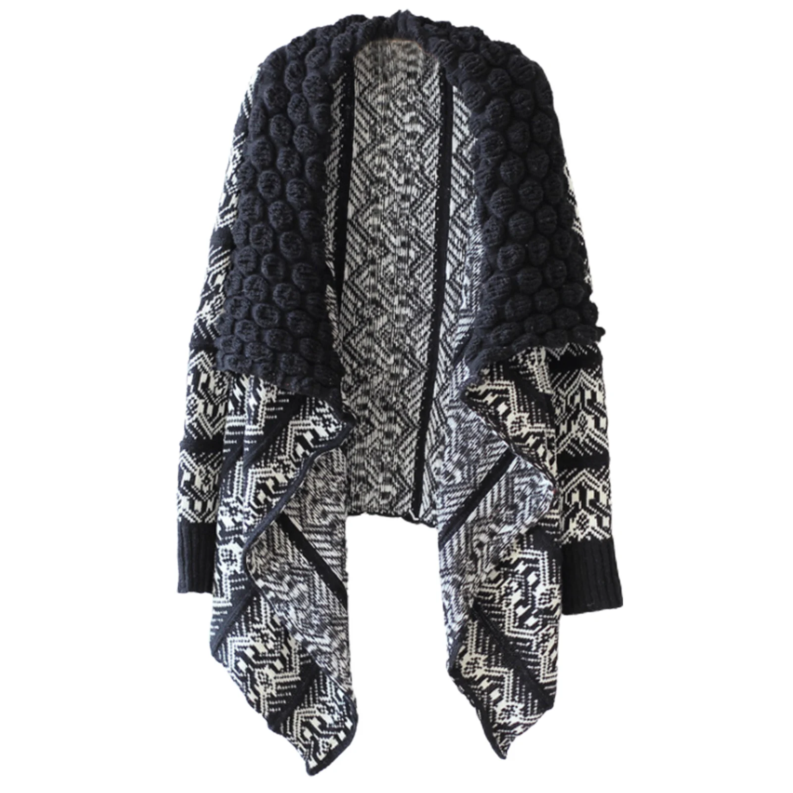 Женский свитер куртка с пузырьковым воротником трикотажное Женское пальто