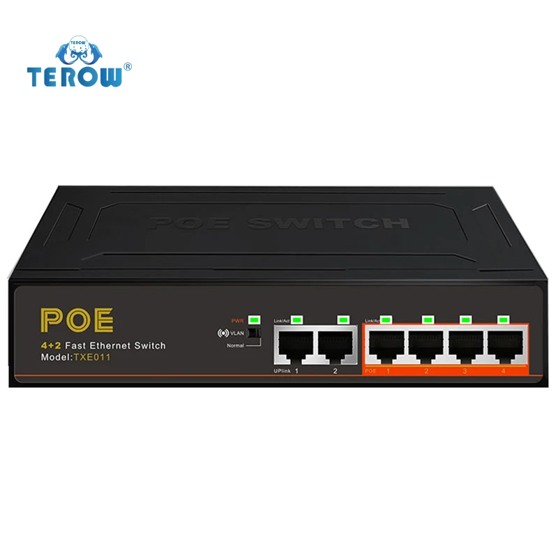 Коммутатор TEROW POE на 6 портов 100 Мбит/с 4 + 2 порта | Компьютеры и офис