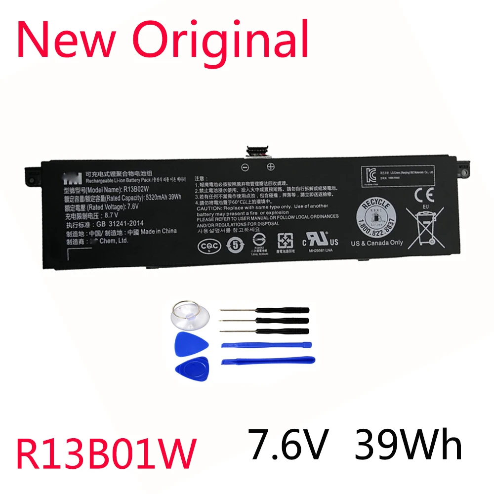Новый оригинальный аккумулятор R13B01W R13B02W для планшетного ПК Xiaomi Mi Air 13 3 дюйма 39WH 7 6