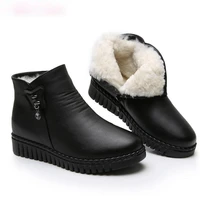 2021 women snow boots winter flat heels ankle boots women warm platform shoes leather thick fur booties