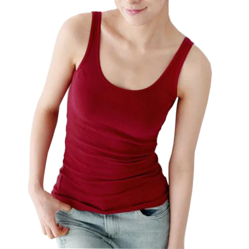 Майка женская из матового хлопка Приталенный топ с U-образным вырезом пикантная