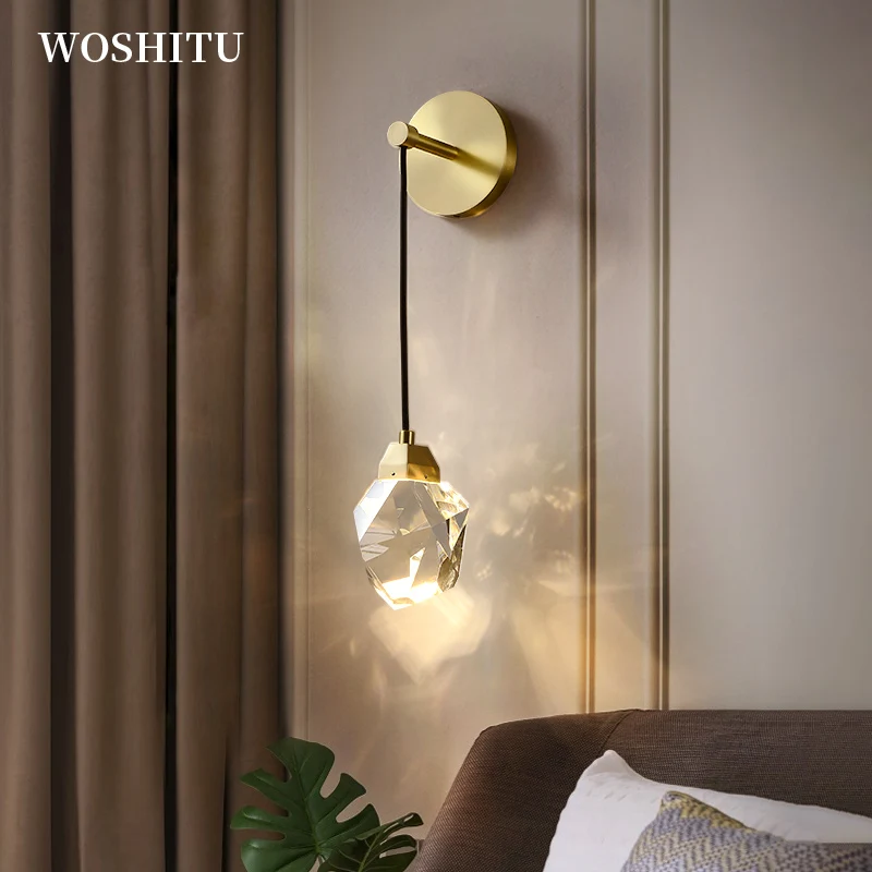 

Nordic Crystal Wall Lamp Gold LED Wall Light for Living Room Bedroom Modern Wall Hanging Line Decoration Indoor Lighting Sconce