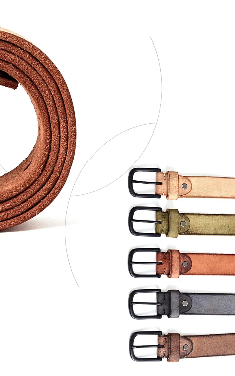 

100% Leather Men's Durable Casual Wild Belt Matte Metal Pin Buckle Soft Tough Leather Belt for Men Without Interlayer Male Belt